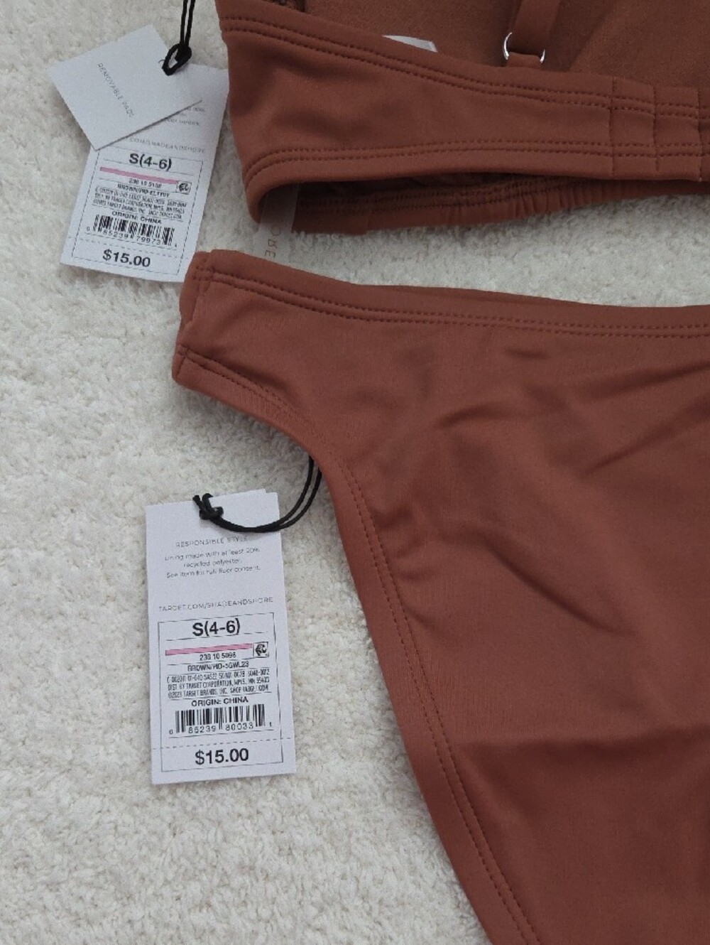NWT Shade & Shore Mauve Brown Two-Piece Bikini - Picture 5 of 5